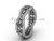 14k white gold Fleur de Lis, matte finish wedding band VD10032
