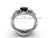 Artisan Fleur de Lis Engagement Ring, 14kt White Gold Black Diamond Ring VD10024