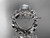 14k white gold diamond floral wedding set, engagement set with a "Forever One" Moissanite center stone ADLR216S