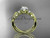 14kt yellow gold diamond leaf and vine wedding ring, engagement ring with "Forever One" Moissanite center stone ADLR68