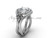 14kt white gold diamond Fleur de Lis wedding ring, engagement ring, "Forever One" Moissanite VD10025