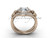 14kt rose gold diamond Fleur de Lis wedding ring, engagement ring, "Forever One" Moissanite VD10025
