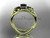 Unique 14kt yellow gold diamond tulip flower, leaf and vine engagement ring with a Black Diamond center stone ADLR226