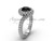 14k white gold engagement ring, Black Diamond VD1006