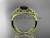 14kt yellow gold diamond Cherry Blossom flower, Sakura engagement ring Black Diamond VD8088