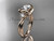 14kt rose gold twisted rope three stone engagement ring  with a "Forever One" Moissanite RP8146
