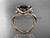 14kt rose gold twisted rope three stone engagement ring with a Black Diamond RP8146