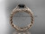 14kt rose gold halo rope diamond engagement ring Black Diamond center stone RP8380