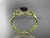 14kt yellow gold rope halo celtic triquetra engagement ring with a Black Diamond center stone RPCT9127