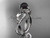 14k White Gold Tahitian Black Pearl Flower and Leaf Engagement Ring ABP70