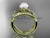 14k Yellow Gold Pearl Flower and Leaf Engagement Set AP70S
