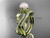 14k Yellow Gold Pearl Flower and Leaf Engagement Set AP70S