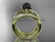 14k Yellow Gold Tahitian Black Pearl Flower and Leaf Engagement Ring with a Double Matching Band ABP70S