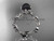 14kt White Gold Diamond leaf Floral Round Tahitian Black Cultured Pearl Engagement Ring ABP20