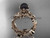 14kt Rose Gold Diamond Flower Round Tahitian Black Cultured Pearl Engagement Set ABP20S