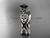 14kt white gold celtic trinity knot engagement set with a Black Diamond center stone CT770S