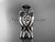 14kt white gold celtic engagement ring with Black Diamond center stone and double matching band CT770S
