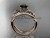 14kt rose gold diamond leaf and flower wedding set with a Black Diamond center stone ADLR70S