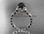 Platinum diamond leaf and floral round tahitian black cultured pearl engagement ring ABP35