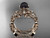 14k rose gold diamond round black cultured pearl leaf wedding set ABP59S