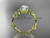 Celtic knot 14kt yellow gold leaf engagement ring with a "Forever One" Moissanite center stone CT7522
