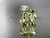 Celtic knot 14kt yellow gold leaf wedding ring set with a "Forever One" Moissanite center stone CT7522S