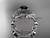 Celtic knot 14kt white gold leaf wedding ring set with a Black Diamond center stone CT7522S