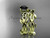 Celtic knot 14kt yellow gold leaf wedding ring set with a Black Diamond center stone CT7522S