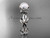 Pearl leaf and flower engagement 14kt white gold ring without diamonds AP522