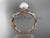 Pearl leaf and flower engagement 14kt rose gold ring without diamonds AP522