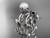 Pearl leaf and flower engagement 14kt white gold set AP522S