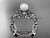 Celtic triquetra knot 14kt white gold diamond pearl vine and leaf wedding set CTP759S