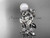 Celtic triquetra knot 14kt white gold diamond pearl vine and leaf wedding set CTP759S