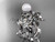 Celtic triquetra knot 14kt white gold diamond pearl vine and leaf wedding set CTP759S