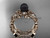 Celtic triquetra knot 14kt rose gold diamond round black cultured pearl leaf wedding ring set CTBP759S