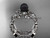 Celtic triquetra knot 14kt white gold diamond round black cultured pearl leaf wedding ring set CTBP759S