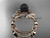Celtic trinity knot 14kt rose gold black cultured pearl leaf wedding ring set CTBP7522S