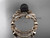 Celtic trinity knot 14kt rose gold black cultured pearl leaf wedding ring set CTBP7522S