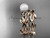Celtic 14kt rose gold pearl leaves bridal ring set CTP7522S