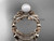 Celtic 14kt rose gold pearl leaves bridal ring set CTP7522S