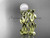 Celtic 14kt yellow gold pearl leaves bridal ring set CTP7522S