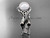 Celtic style wedding set 14kt white gold diamond pearl leaf ring CTP764S
