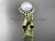 Celtic style wedding set 14kt yellow gold diamond pearl leaf ring CTP764S Celtic style wedding set 14kt yellow gold diamond pearl leaf ring CTP764S