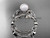 Pearl Wedding Sets 14kt white gold modern Flower engagement ring set AP424S