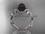 Black Pearl and Diamond Engagement Rings 14kt white gold Flower ring ABP424