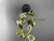 Black Pearl and Diamond Engagement Rings 14kt yellow gold Flower ring ABP424