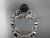 Tahitian Black Pearl Wedding Ring Sets 14kt White Gold Flower Ring ABP424S