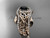 Double Band Black Diamond Ring for Women 14kt Rose Gold Diamond Celtic Trinity Knot wedding ring Set CT7300S