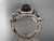 14kt Rose Gold Black Pearl Rings Triquetra Celtic Diamond Halo Engagement Ring Set CTBP7300S