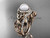 14kt Rose Gold Pearl Halo Engagement Rings Triquetra Celtic Diamond Wedding Ring Set CTP7300S